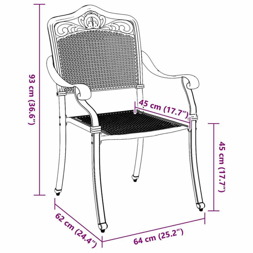 vidaXL Garden Chair 2 pcs Green 64 x 62 x 93cm Aluminium