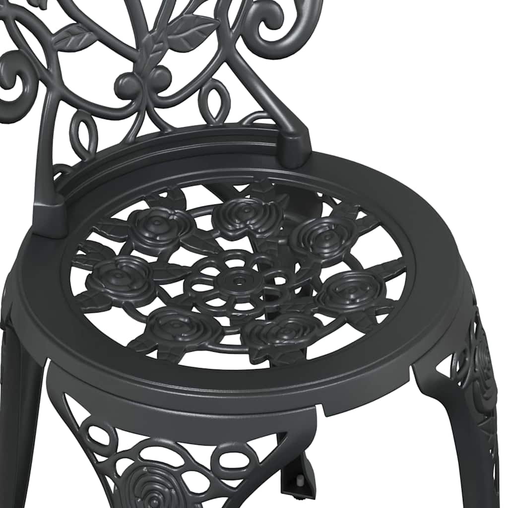 vidaXL Garden Bistro Set 3 pcs Black Aluminium