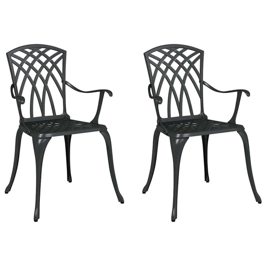vidaXL Garden Chair 2 pcs Black 55 x 56.5 x 91cm Aluminium