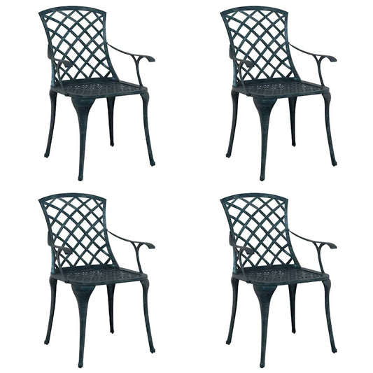 vidaXL Garden Chair 4 pcs Green Aluminium