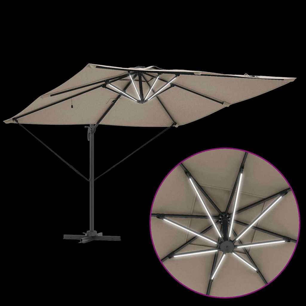 vidaXL Umbrella Taupe 286 x 284 x 270 cm Aluminium and Polyester