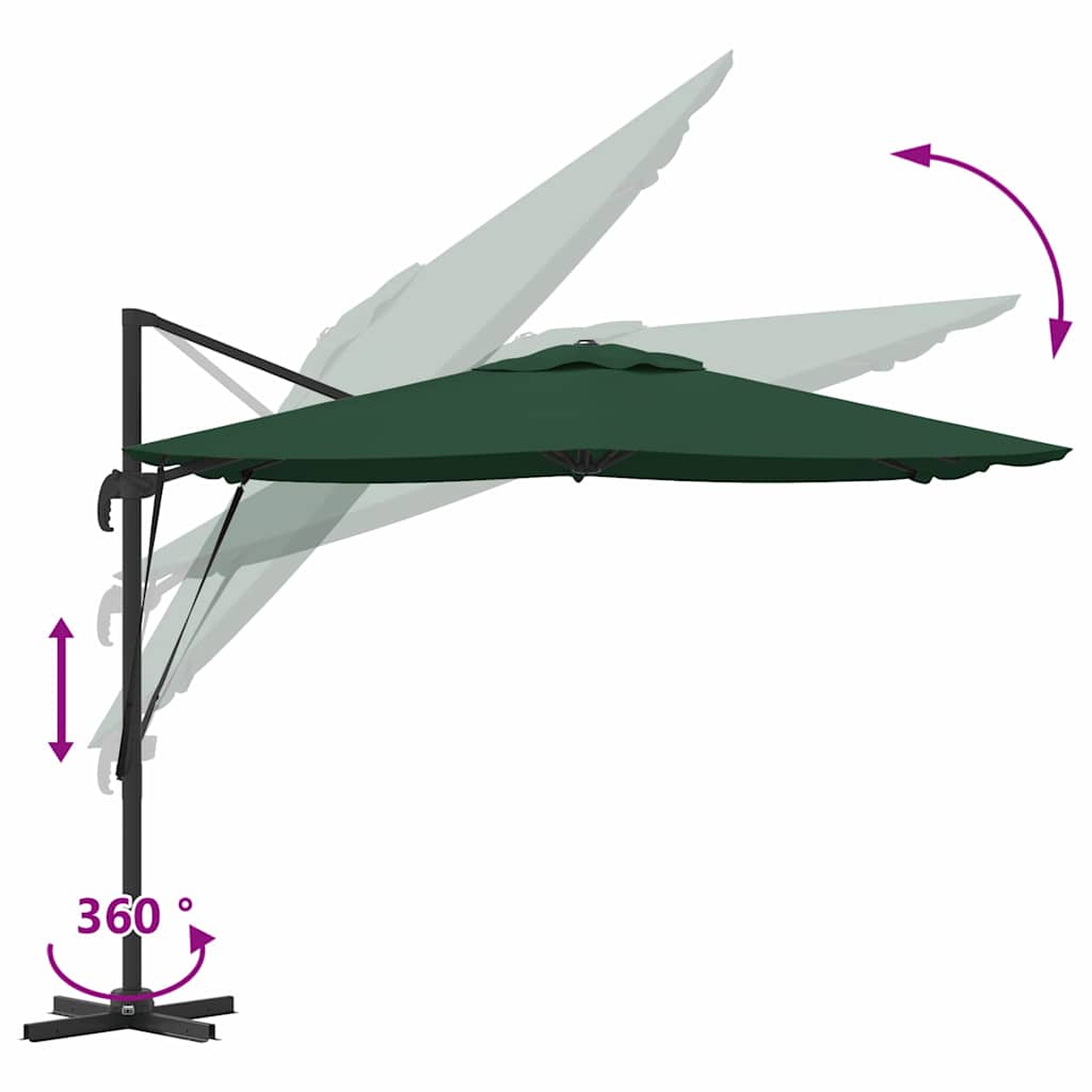 vidaXL Roma Parasol Green 286 x 284 x 265 cm Aluminium and Polyester