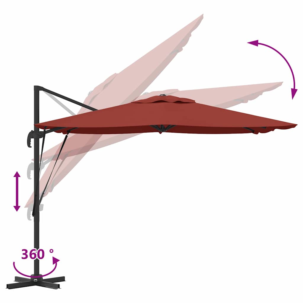 vidaXL Roma Parasol Red 286 x 284 x 265 cm Aluminium and Polyester