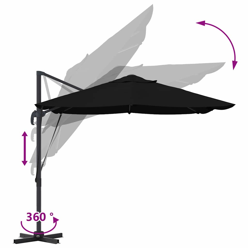vidaXL Umbrella Black 351 x 250 x 260 cm Polyester and Aluminium