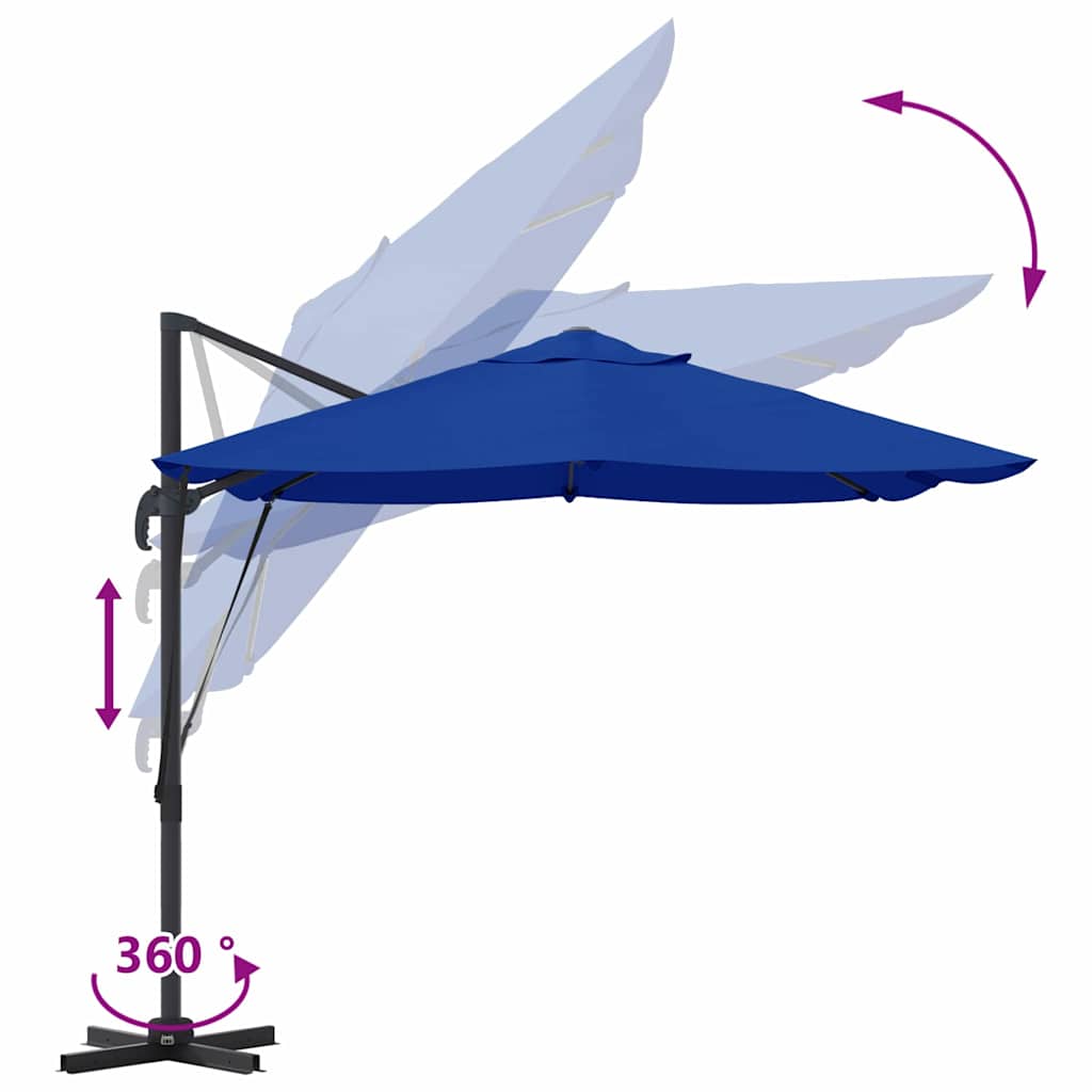 vidaXL Umbrella 351 x 250 x 260 cm Polyester and Aluminium Azurblau