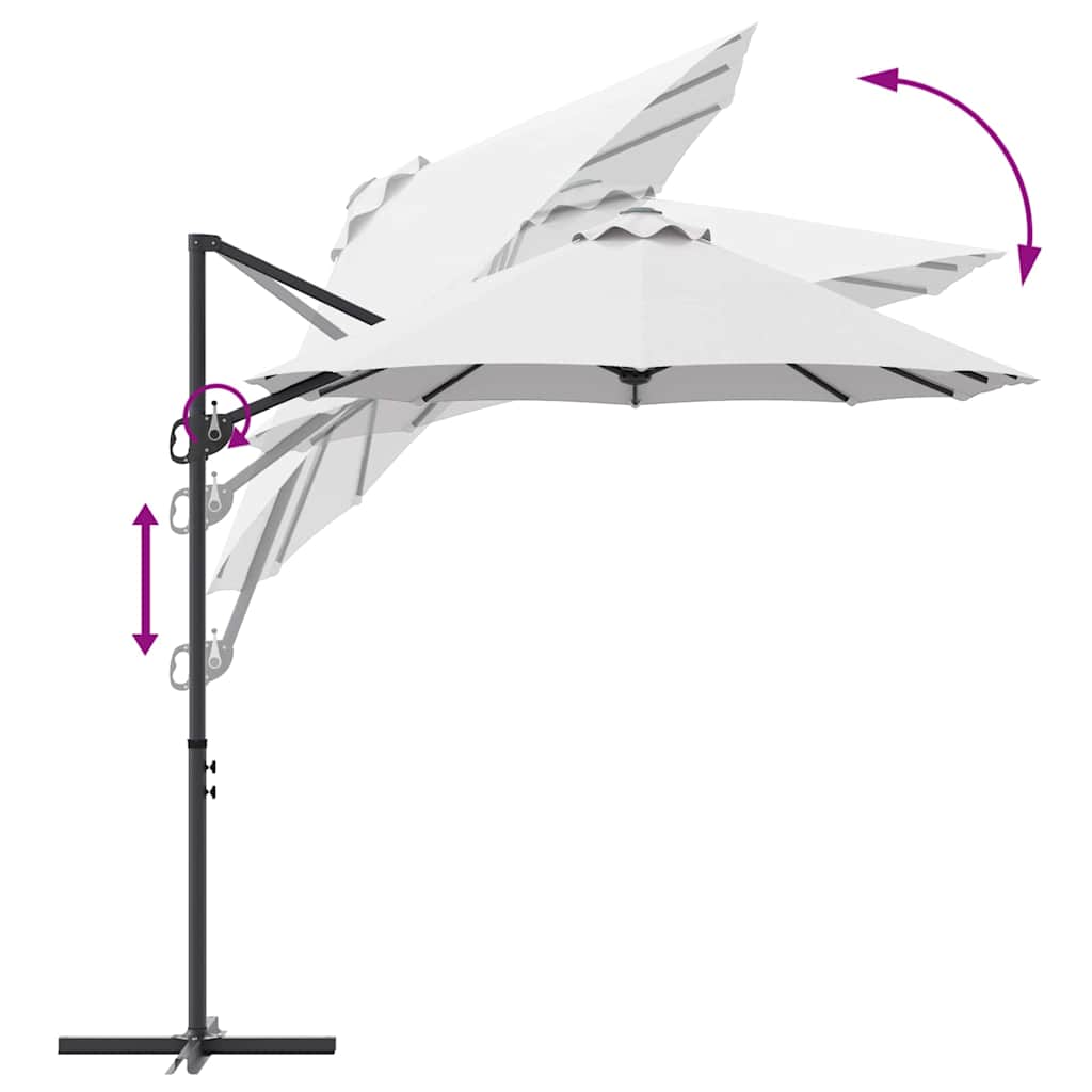 vidaXL Umbrella Sand 372 x 198 x 243 cm Polyester and Aluminium