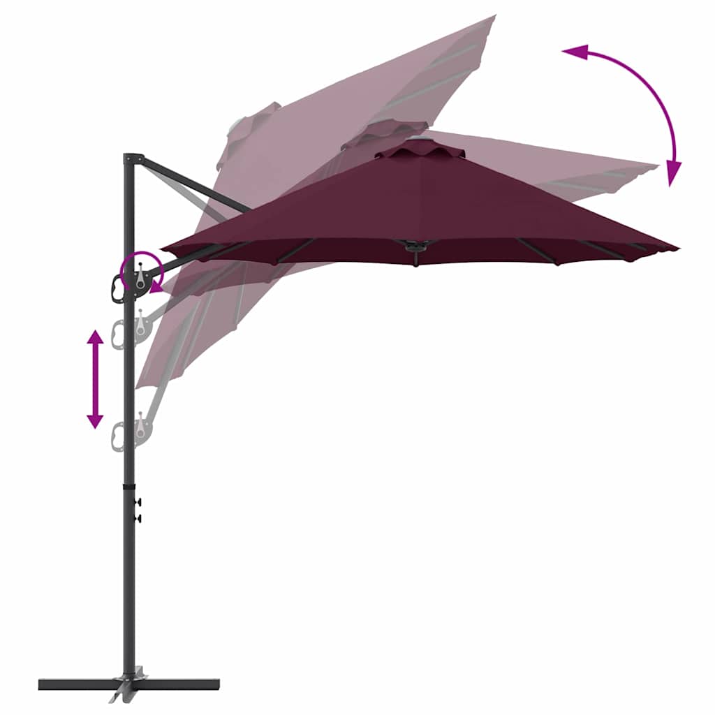 vidaXL Umbrella Bordeaux Red 372 x 198 x 243 cm