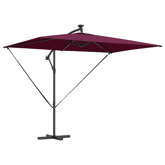 vidaXL Umbrella with LED Strip Lights Bordeaux Red 294 x 200 x 270 cm
