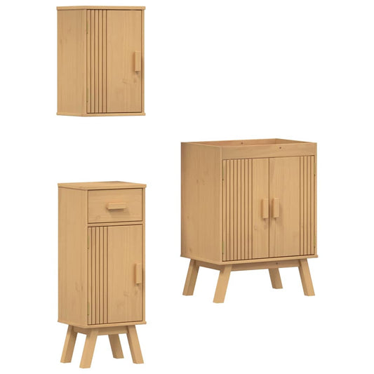 vidaXL Bathroom Furniture Set with Door 3 pcs Brown 114 x 43 x 73.5 cm