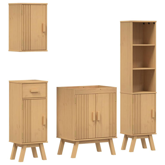 vidaXL Bathroom Furniture Set with Door 4 pcs Brown 114 x 43 x 73.5 cm