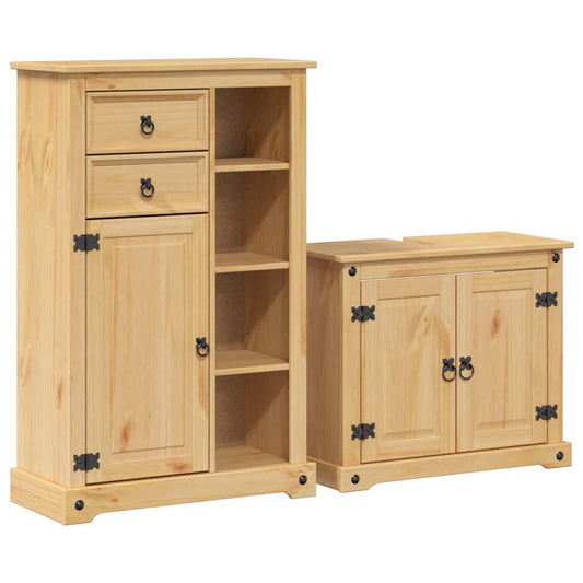 vidaXL 2 Piece Bathroom Furniture Set Corona Solid Wood Pine