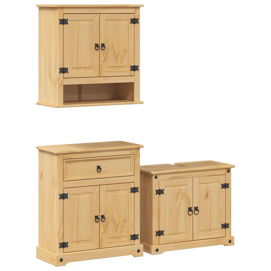 vidaXL 3 Piece Bathroom Furniture Set "Corona" Solid Wood Pine