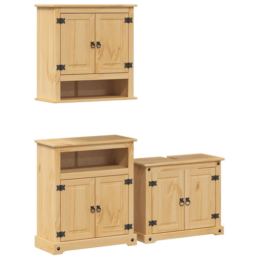 vidaXL 3 Piece Bathroom Furniture Set "Corona" Solid Wood Pine