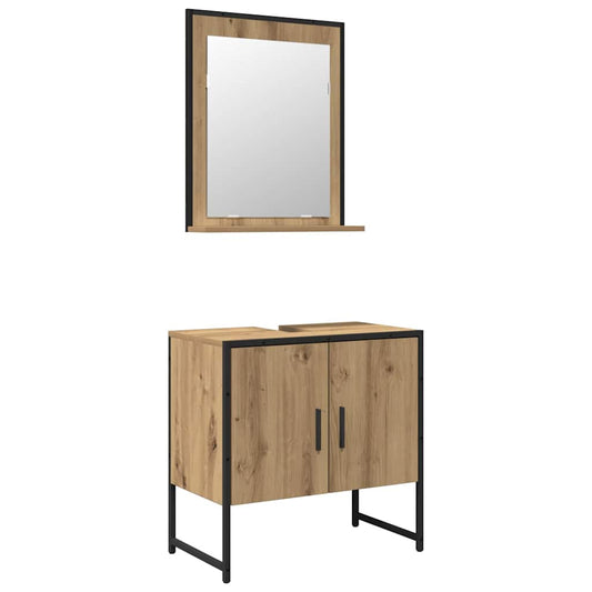 vidaXL Bathroom Furniture Set Wall-mounted 2 pcs Brown Engineered wood