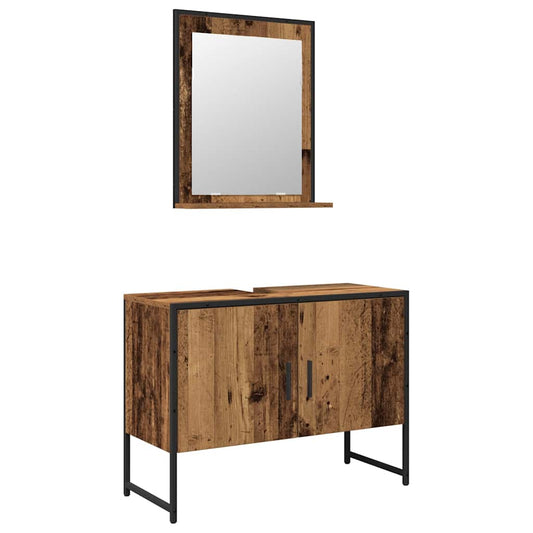 vidaXL Bathroom Furniture Set Wall-mounted 2 pcs Brown Engineered wood