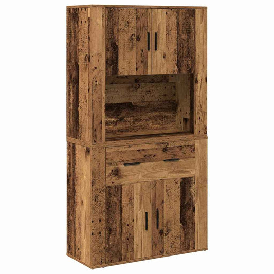 vidaXL Highboard with Drawer Old wood 80 x 33 x 150 cm Engineered wood