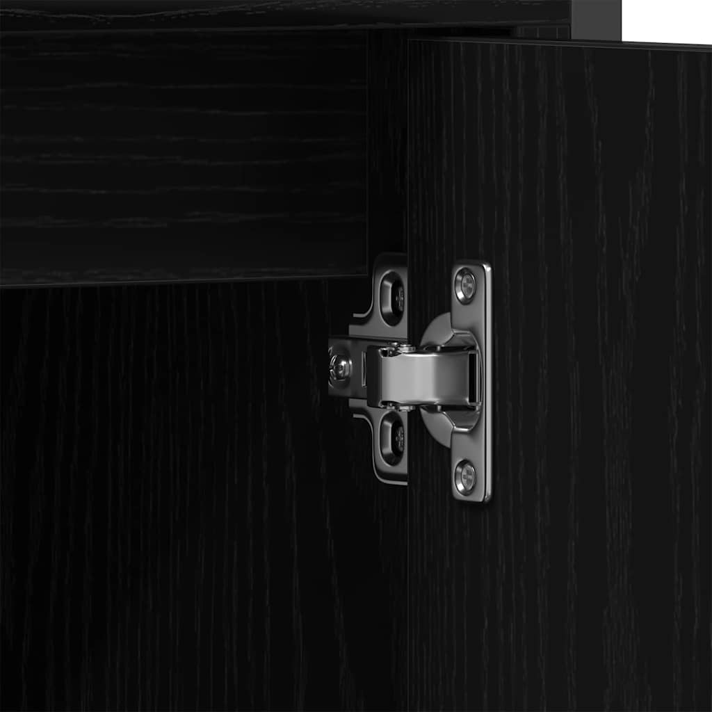 vidaXL Bathroom Furniture Set with Shelf 3 pcs Black Engineered wood