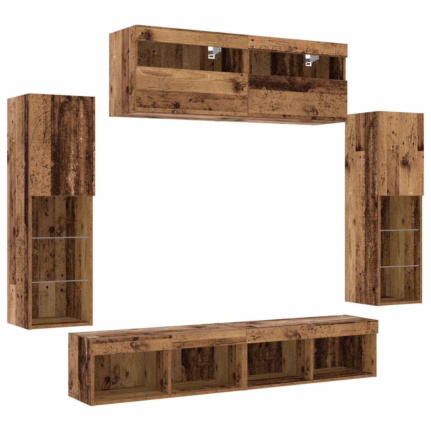 vidaXL TV Cabinet Set Wall-mounted 6 pcs Old wood Engineered wood