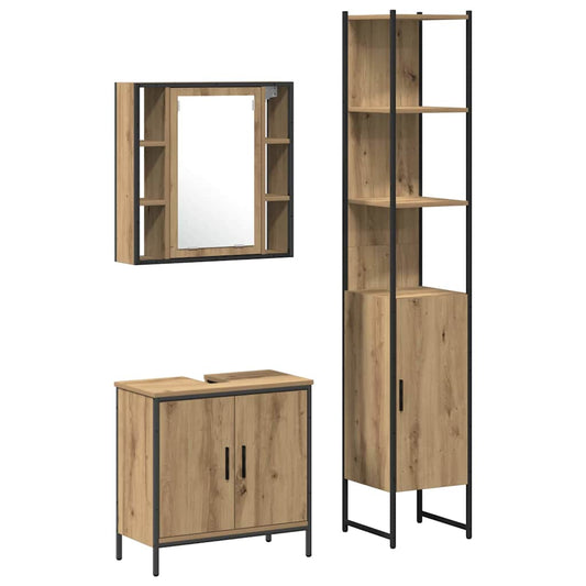 vidaXL Bathroom Vanity Units 3 pcs Brown 33 x 33 x 185.5 cm