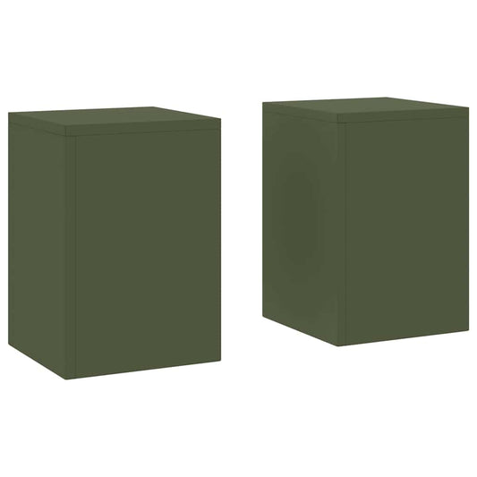 vidaXL Plant Stand 2 pcs Olive Green 24 x 24 x 35 cm Steel