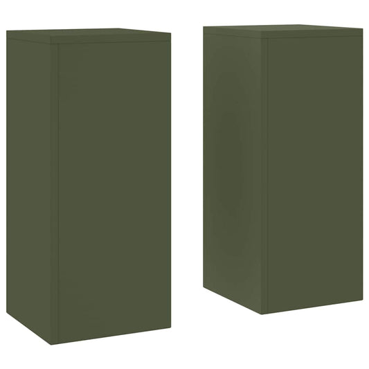 vidaXL Plant Stand 2 pcs Olive Green 24 x 24 x 55 cm Steel