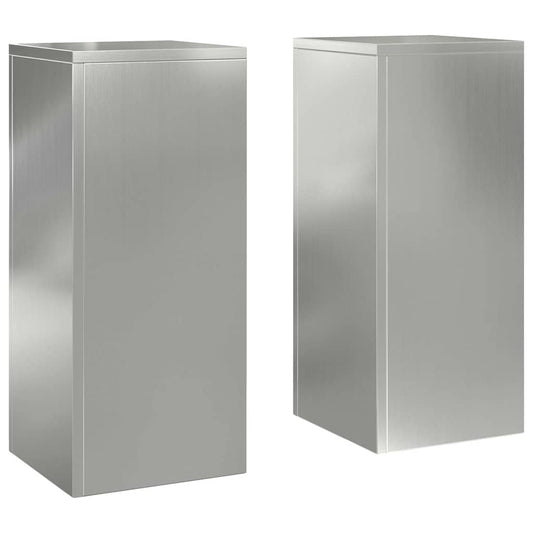 vidaXL Plant Stand 2 pcs Silver 24 x 24 x 55 cm Galvanised Steel