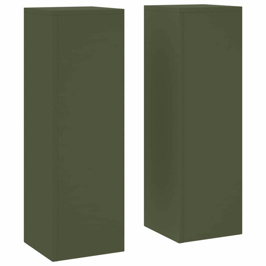 vidaXL Plant Stand 2 pcs Olive Green 24 x 24 x 75 cm Steel