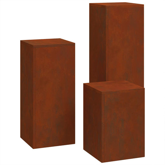 vidaXL Plant Stand 3 pcs Rusty 24 x 24 x 75 cm Weathering Steel