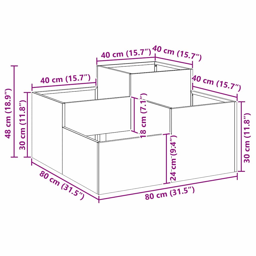 vidaXL Garden Planter Olive green 80 x 80 x 48 cm Steel