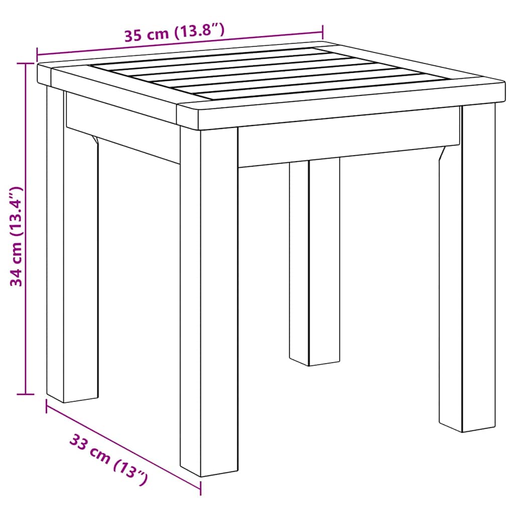vidaXL Side Table Oil Natural 35 x 35 x 34 cm Solid Acacia Wood