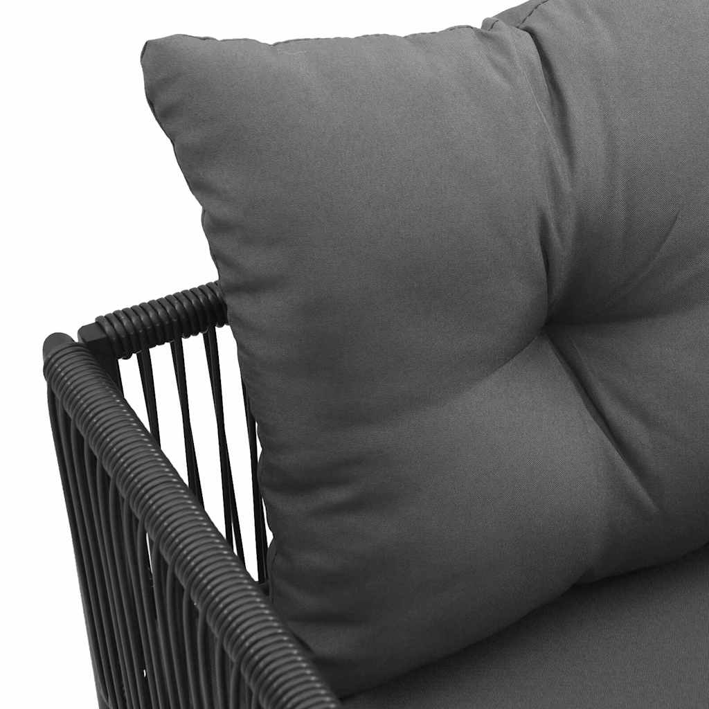 vidaXL Chair with Cushion 4 pcs Black and Anthracite PE Rattan