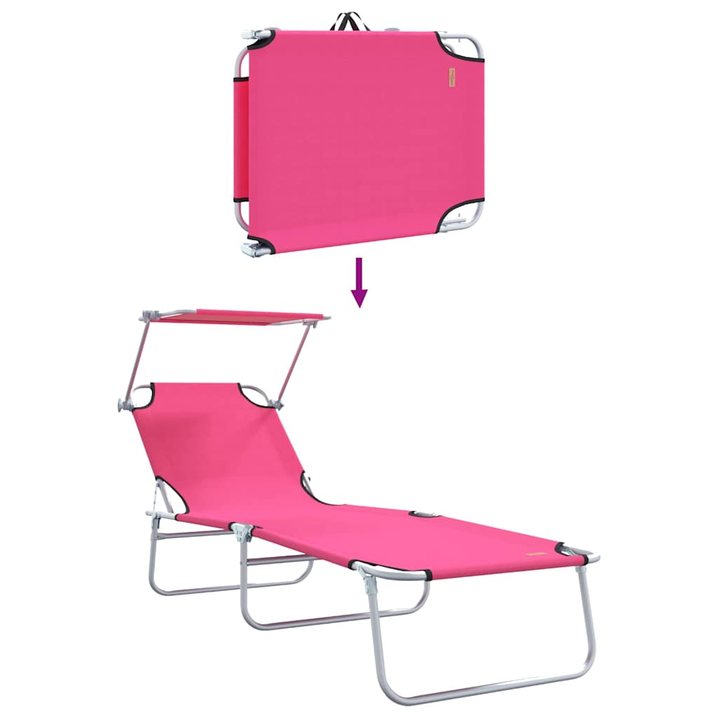 vidaXL Sun Lounger Folding 2 pcs Pink 58 x 188 x 77cm Polyester