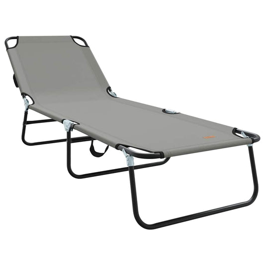 vidaXL Folding Sun Lounger Folding Grey 188 x 57 x 86.5 cm Polyester