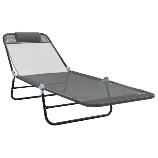 vidaXL Folding Sun Lounger Folding Grey 182 x 55 x 85.5 cm Textilene