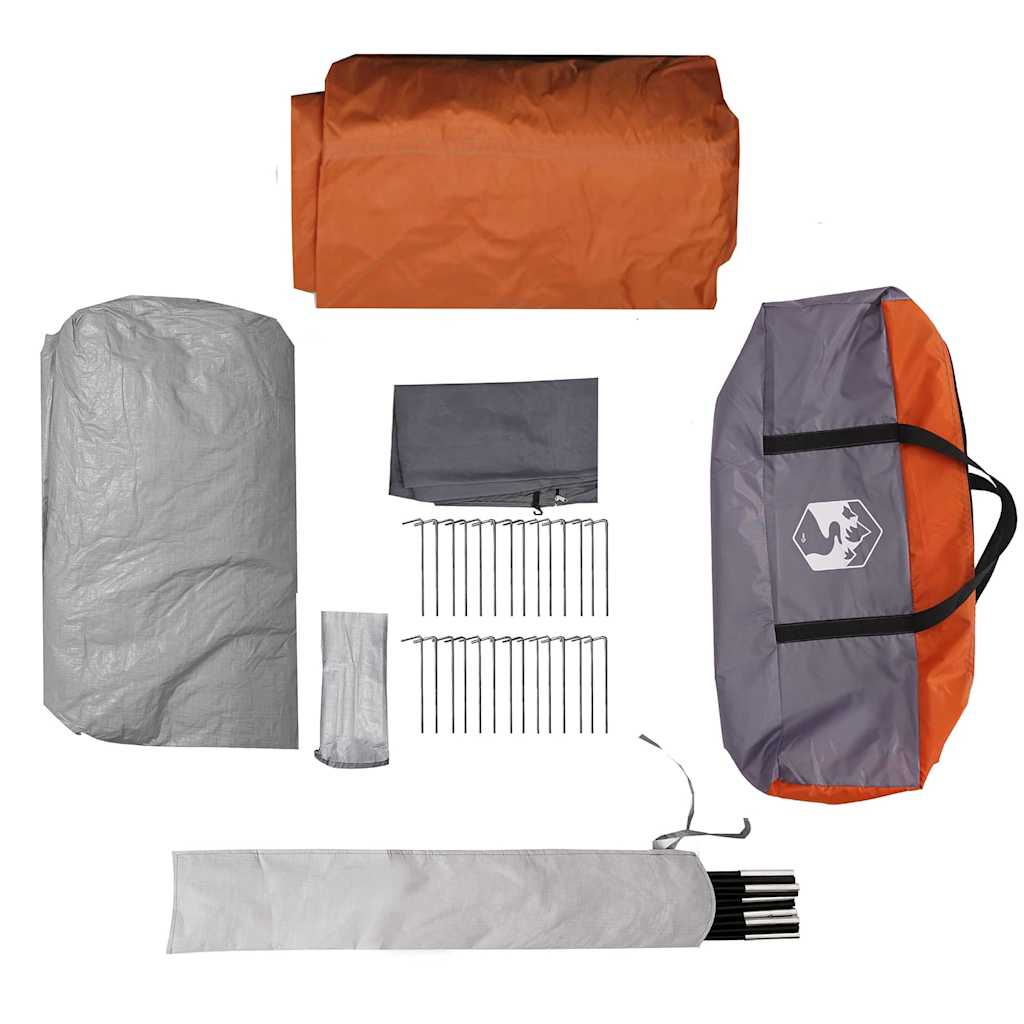 vidaXL Tunnel Tent 6-Person Grey and Orange 890 x 470 x 220 cm