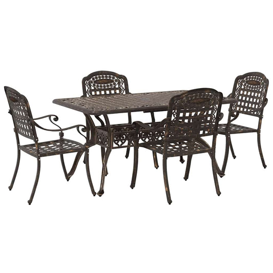 vidaXL Garden Dining Set 5 pcs Bronze Aluminium
