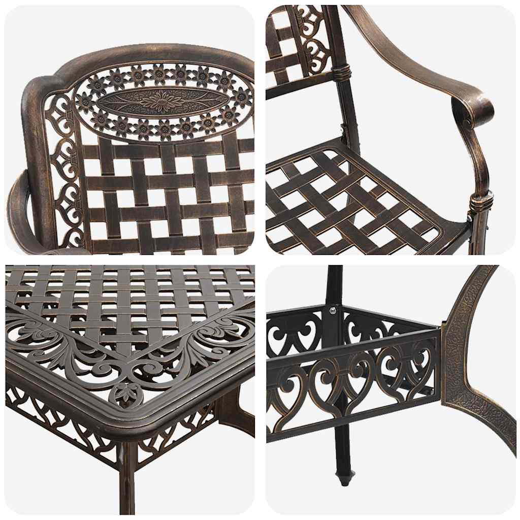 vidaXL Garden Dining Set 7 pcs Bronze Aluminium