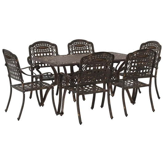 vidaXL Garden Dining Set 7 pcs Bronze Aluminium
