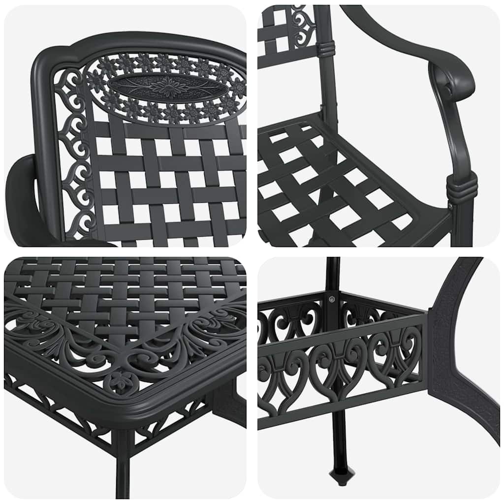 vidaXL Garden Dining Set 7 pcs Black Aluminium