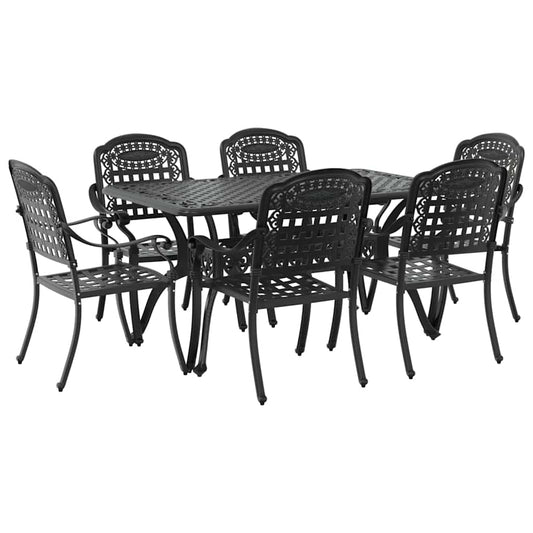 vidaXL Garden Dining Set 7 pcs Black Aluminium