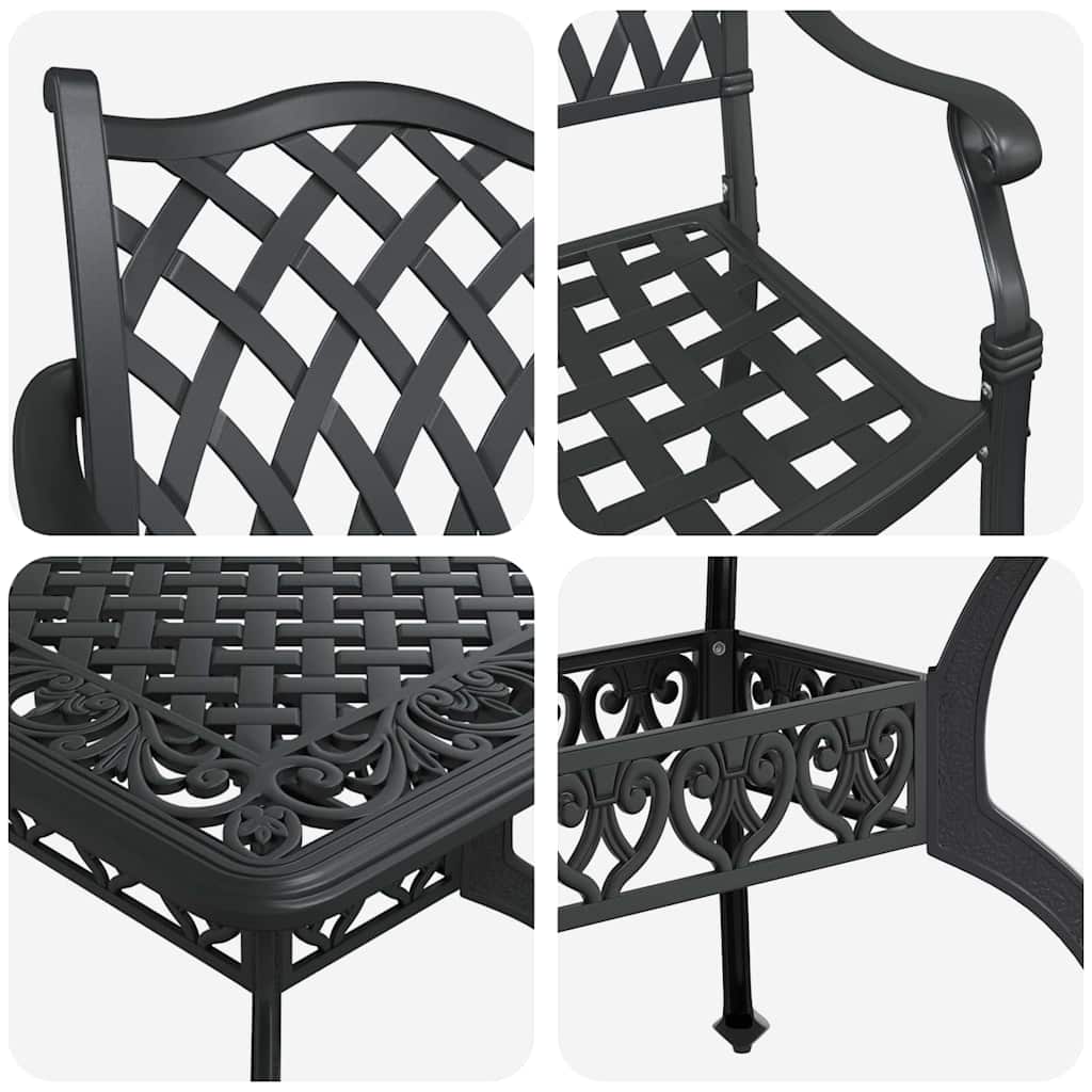 vidaXL Garden Dining Set 7 pcs Black Aluminium