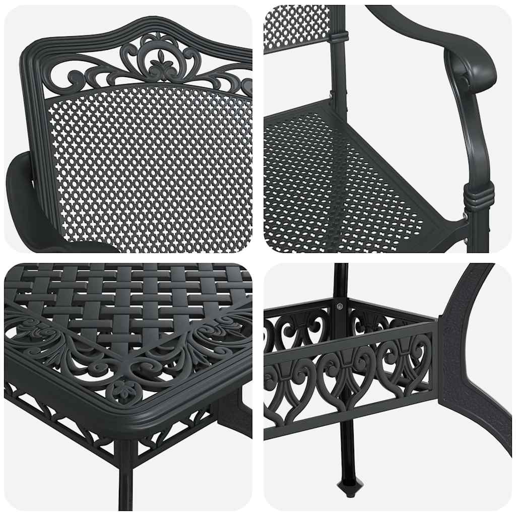 vidaXL Garden Dining Set 7 pcs Black Aluminium