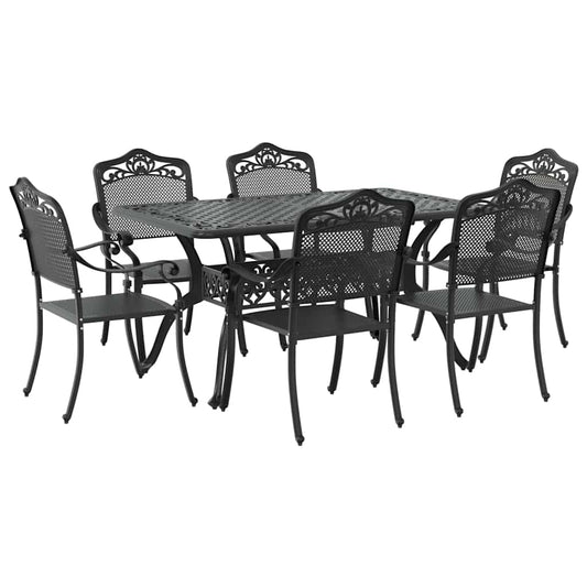 vidaXL Garden Dining Set 7 pcs Black Aluminium