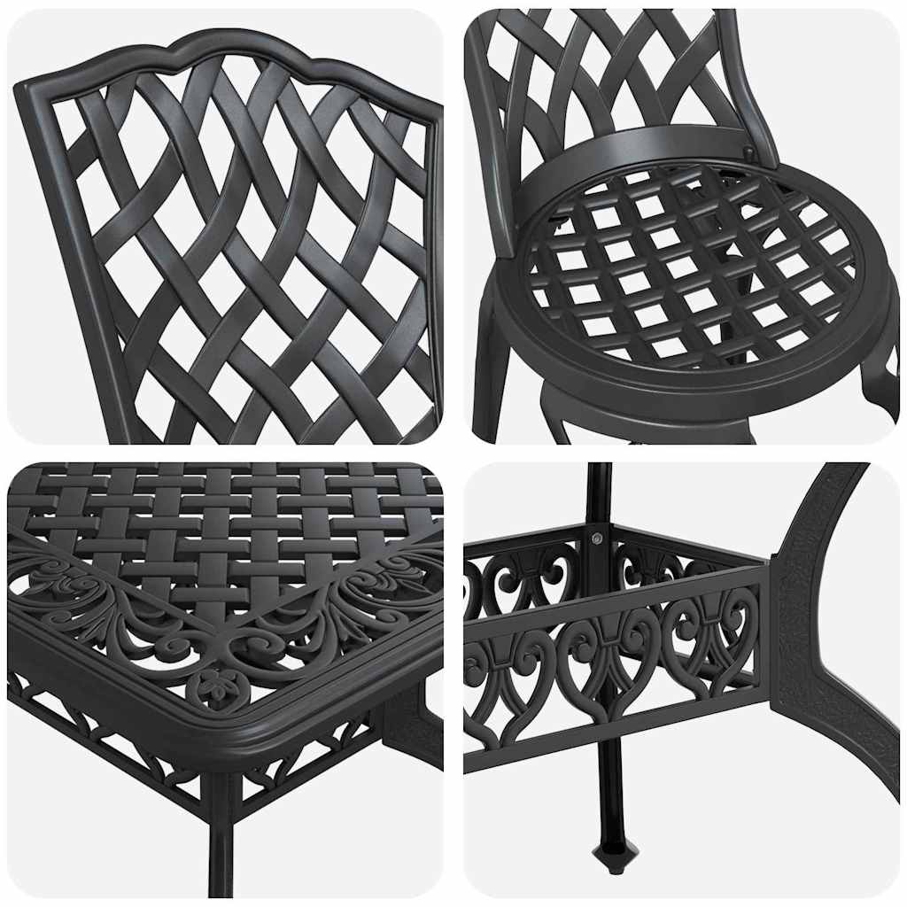 vidaXL Garden Dining Set 7 pcs Black Aluminium