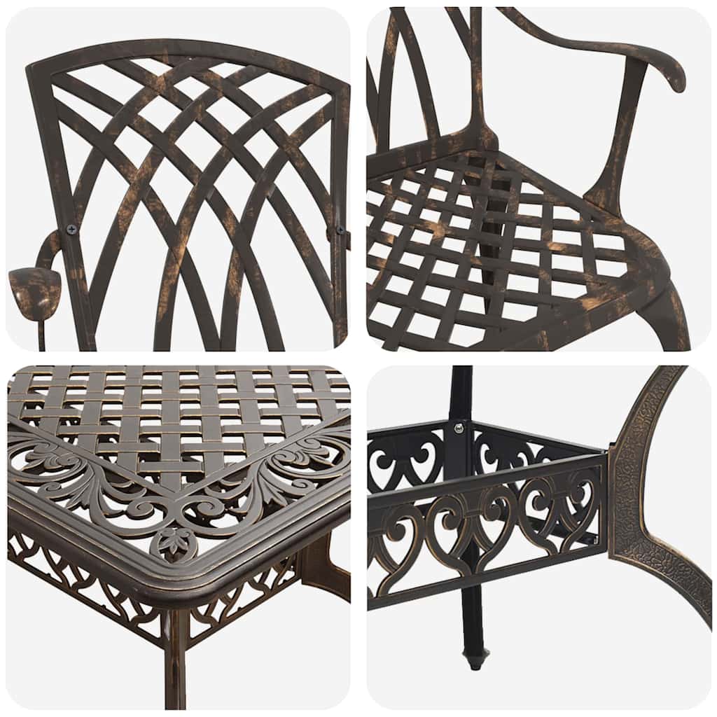 vidaXL Garden Dining Set 7 pcs Bronze Aluminium