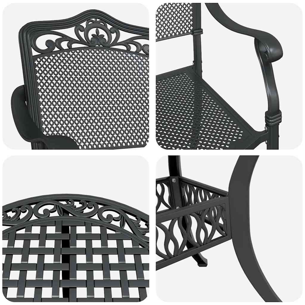 vidaXL Garden Dining Set 5 pcs Black Aluminium