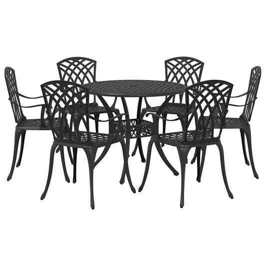 vidaXL Garden Dining Set 7 pcs Black Aluminium