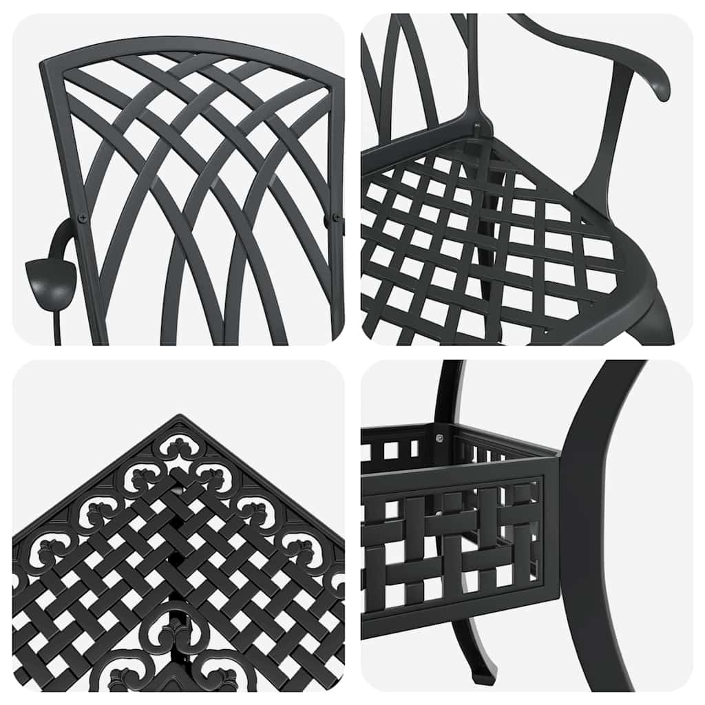 vidaXL Garden Table Set 5 pcs Black Cast Aluminium