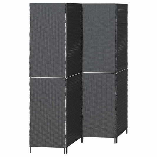 vidaXL Room Divider Folding Manual Black 195 x 180 cm Poly Rattan
