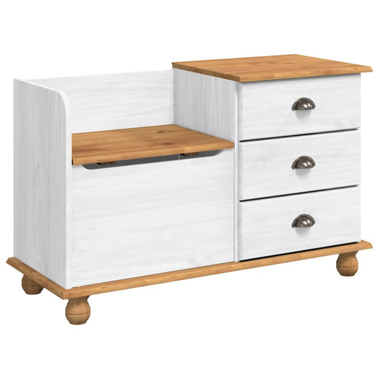 vidaXL Storage Bench ASKIM White 100 x 39 x 62 cm Solid Pine Wood